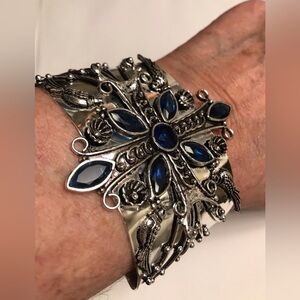 Tanzanite Stamped 925 Sterling Silver Cuff Bracelet